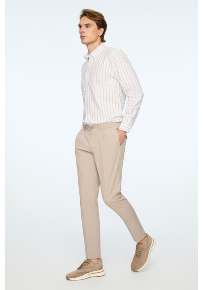 Morven Erkek Bej Poliviskon Trend Desenli Slim Fit Lastikli Pantolon 26ys003004653 Bej