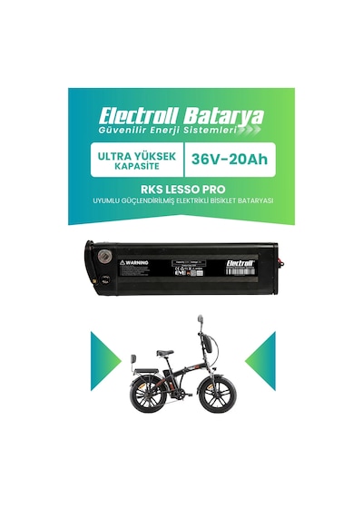 Rks Lesso Pro Uyumlu Batarya Ultra Yüksek Kapasite 36v 20ah Güçlendirilmiş Elektrikli Bisiklet Bataryası Siyah