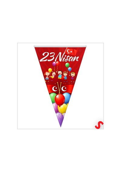 23 Nisan Üçgen Bayrak Flama Seti, 2.2 Mt Standart