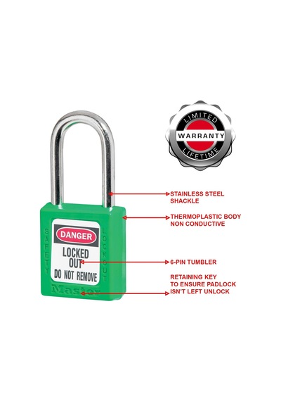 Master Lock Ml410grn Giriş Farklı Asma Kilit, Yeşil, 1/4 X 1-1/2