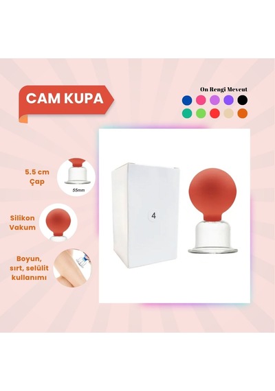 Silikon Vakumlu Cam Yüz Masaj Kupası No:4 Turuncu Çok Renkli