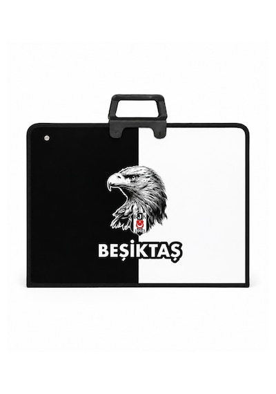 Beşiktaş Lisanslı Parçalı Kartal Baskılı Proje Çantası - Askılı Fermuarlı Resim Çantası 35x50 cm