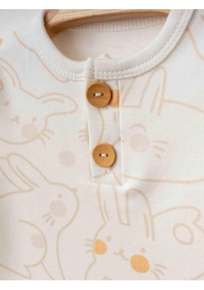 Zekids Bebek Bodyli Eşofman Altlı İkili Organik Takım-15488 Krem
