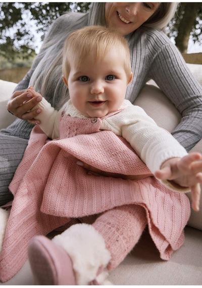 Kız Bebek Triko Battaniye Pembe 9942 Pembe