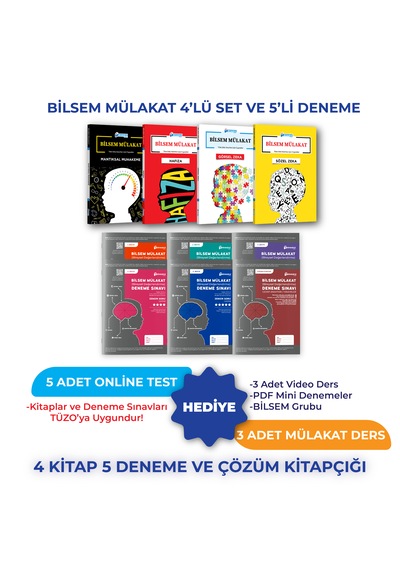 Tüm Sınıflar İçin Bilsem Mülakat 4'lü Set Ve 5'li Deneme