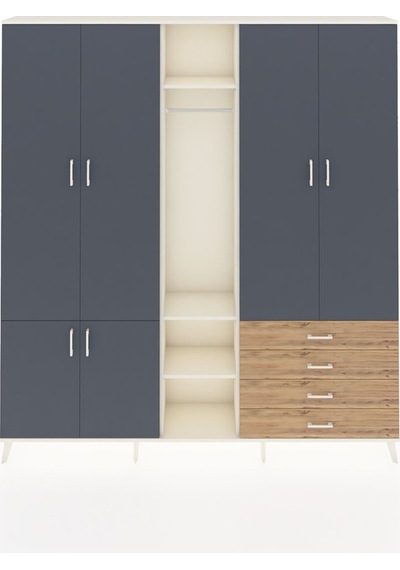 Arges Dolap 14 Raflı 4 Çekmeceli Tek Askılı 220x30x243 Aytaşı-antrasit/çam Antrasıt/atlas Çam Arges Dolap 14 Raflı 4 Çekmeceli Tek Askılı 220x30x243 Aytaşı-antrasit/çam Antrasıt/atlas Çam
