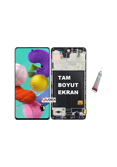 Samsung Uyumlu A51,a515 İncell Ekran Dokunmatik Çıtalı Siyah B7000 Yapıştırıcı