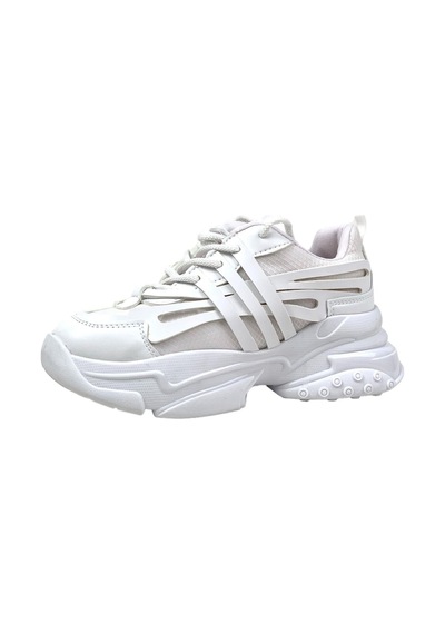 Kadın Gery Beyaz Konfor Taban Günlük Yürüyüş Ayakkabı Sneaker 4 Cm Sp2024 001