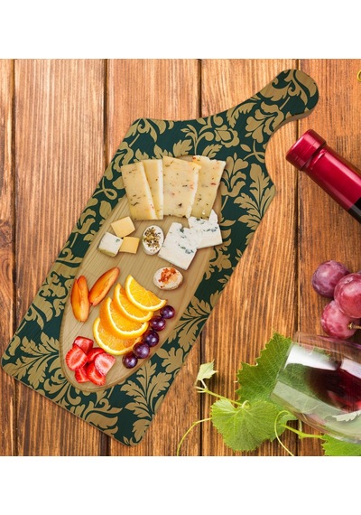 Bk Gift Retro Motif Tasarımlı Dikdörtgen Şeklinde Doğal Ahşap Servis Ve Sunum Tabağı Model 8