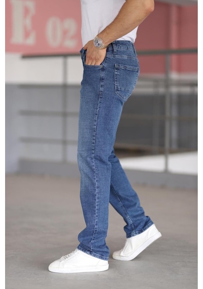 Bürke Premium Erkek Lacivert Renk Regular Fit Rahat Kesim Esnek Likralı Denim Jeans Kot Pantolon