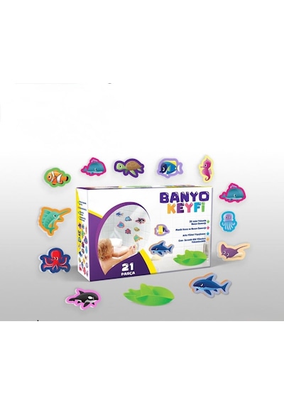 Vakumlu Plastik 20 Parça Sevimli Deniz Canlıları Eğitici Oyuncak Banyo ve Havuz Seti