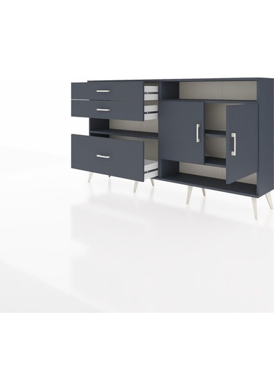 Arges Konsol 4 Raflı 3 Çekmeceli 2 Kapaklı 176x30x99 Antrasit-ant Antrasit-antrasit Arges Konsol 4 Raflı 3 Çekmeceli 2 Kapaklı 176x30x99 Antrasit-ant Antrasit-antrasit