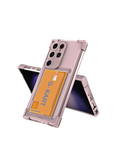 Samsung Galaxy S21 Ultra Uyumlu Kılıf Extra Köşe Korumalı Kartlıklı Cüzdanlı Silikon Kapak Füme