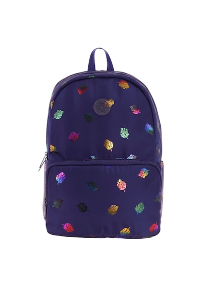 Kaukko Shine Üç Bölmeli Lacivert Yaprak Desenli Sırt Çantası - K1778 Lacivert