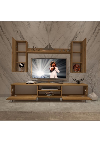 Decoraktiv Eko 7 Mdf Dvd Krom Ayaklı Tv Ünitesi Tv Sehpası Pera