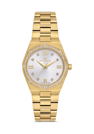 Ferro Fl21518awt-b Quartz Çelik Altın Rengi 30 Mm Kadın Kol Saati Altın