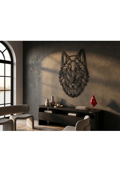 Desenli Bozkurt Tasarımlı Hayvan Figürlü Metal Dekoratif Modern Duvar Tablosu Ev Ve Ofis İçin