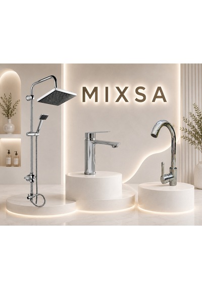 Lüx Premium Duş Seti Krom 360 Döner Borulu Mutfak Bataryası Krom Lavabo Bataryası 3'lü Set Özel Seri