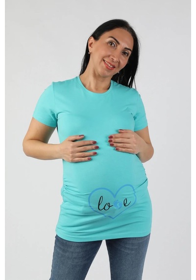 Balins Hamile Love Tişört Mavi Baskılı 001