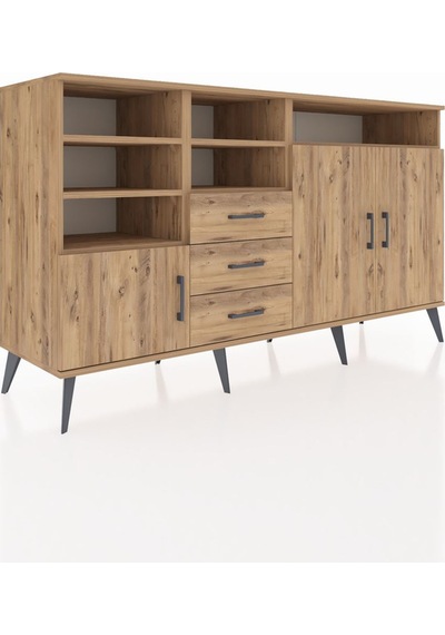 Kronos Konsol 7 Raflı 3 Çekmeceli 3 Kapaklı 176x59x99 Çam-çam Çam-çam