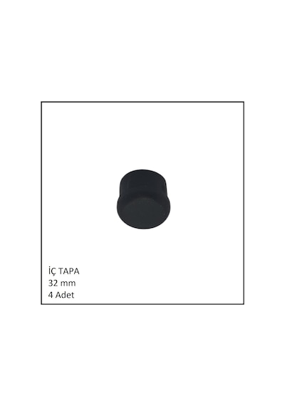 Plastik İç Tapa, Yuvarlak, 32 Mm 4 Adet Siyah