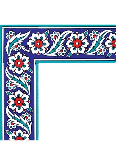 Armada Çini 10x20 Cm Ks 8 İznik Çiçek Desenli Seramik Çini Bordür