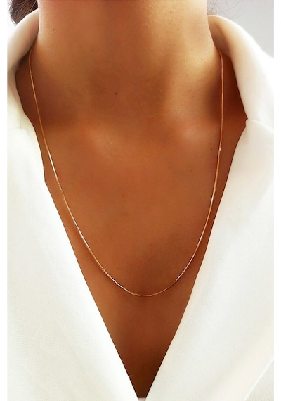 Gold Renk 60 Cm Unisex Çelik Ince Italyan Zincir Kolye Çelik