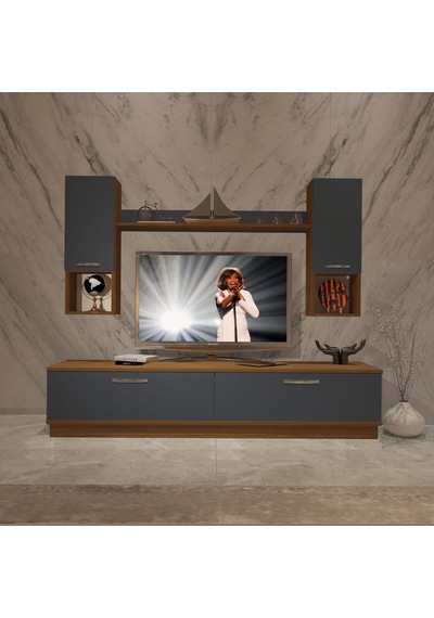 Decoraktiv Eko 5dab Mdf Std Tv Ünitesi Tv Sehpası Ceviz - Antrasit