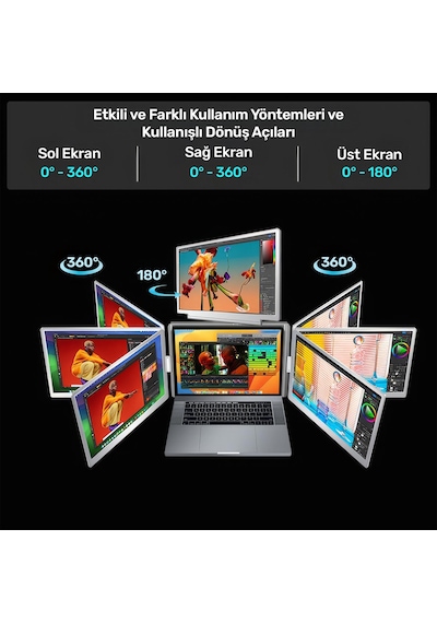 Npo Npm788 16" Fhd 1200p Ips Type-c Taşınabilir 3'lü Monitör Çoklayıcı Standlı Notebook Monitör