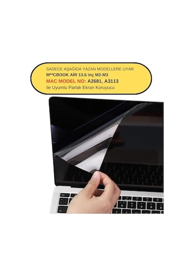 Macbook Air 13.6 İnç M2 M3 M4 Uyumlu Parlak Anti Scratch Ekran Koruyucu Retina Net Görüntü Cam Hissi Touch Id A2681 A3113 A3240 Şeffaf