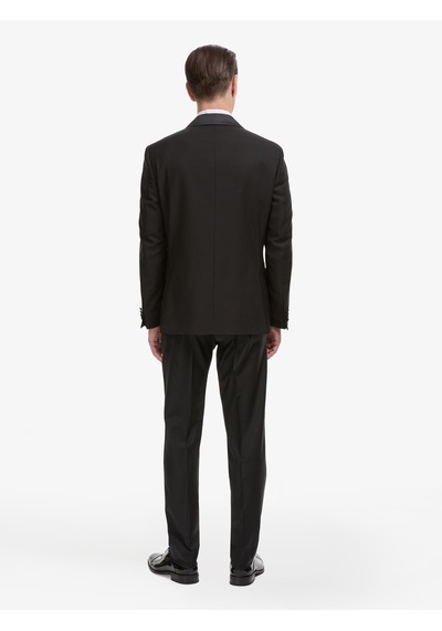 Cacharel Siyah Slim Fit Yün Karışımlı Şal Yaka Smokin Damatlık