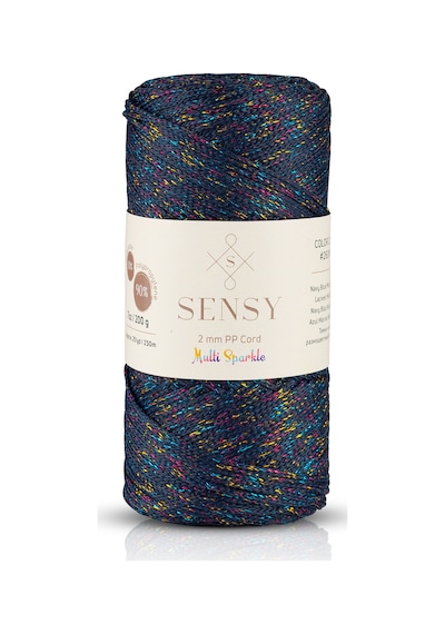 Sensy Multi Sparkle Simli 200 Gr Polyester Makrome Ipi Lacivert 2 Mm-230 M Çanta İpliği