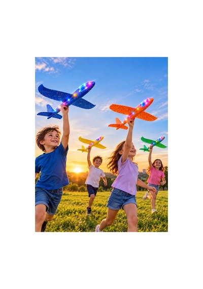 Led Işıklı Köpük Uçak Oyuncak -büyük Boy Hafif Ve Dayanıklı Eva Köpük Kolay Kurulum Açık Hava Çocuk Oyuncağı Mavi - 921717685