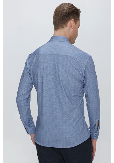 Efor G 1523 Slim Fit Mavi Spor Gömlek Mavi
