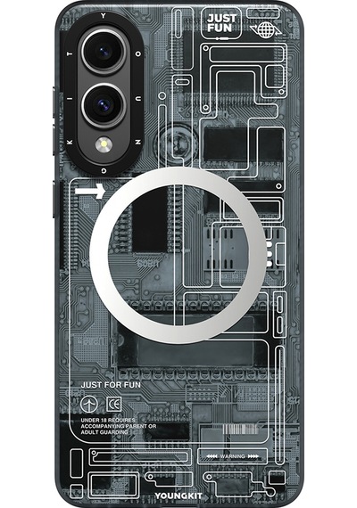 Galaxy S25 Edge Kılıf M-safe Uyumlu Youngkit Technology Serisi Kapak Gri