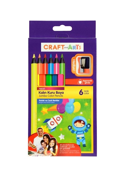 Craft And Arts Kuru Boya Jumbo Neon 6'lı 124-Pembe