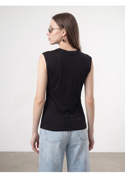 Dilvin 32724 %100 Pamuk Bağlama Detaylı T-shirt-siyah