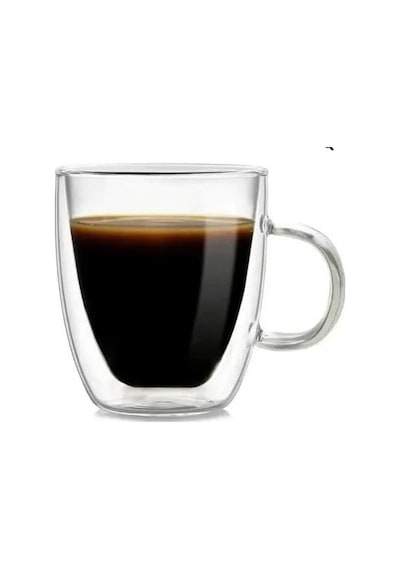 Borosilikat Çift Cidarlı Espresso Bardağı, Şeffaf, 100ml, Kulplu, 2'li Set Aeropress