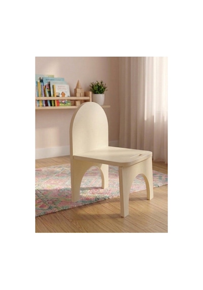 Montessori Mdf Çocuk Sandalyesi, Modern Tasarım, Güvenli Ve Dayanıklı Ahşap Çocuk Sandalyesi Krem