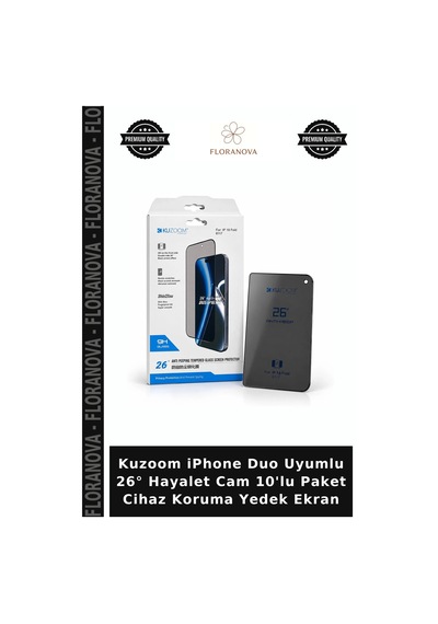 Kuzoom Apple iPhone Duo Uyumlu 26 Hayalet Cam 10'lu Paket Cihaz Koruma Yedek Ekran