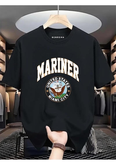 Marıner Unıted States Mıamı Cıty Baskılı Oversize Tişört SIYAH