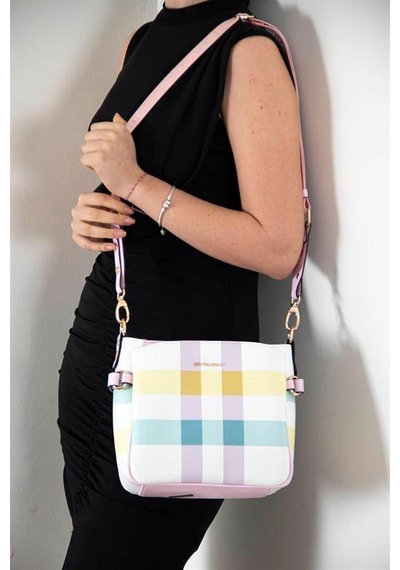 Silver Polo Sp884 Kadın Çapraz Çanta Ekose Lila-pembe