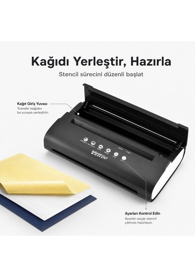 Thermal Tattoo Copier Prt5 Mt200 Dövme Stencil Termal Yazıcı Siyah
