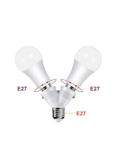 E27- E27 Duy Çoğaltıcı Adaptör, Tek Duyda 2'li E27 Ampul Girişi