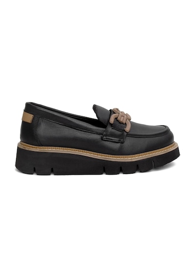 Mammamia D24ya-3205 Hafif Tokalı Deri Kadın Loafer Ayakkabı Bej
