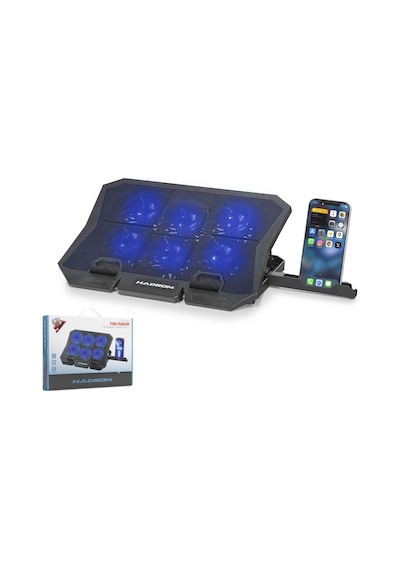 Hadron Hdx4254 Laptop Soğutucu 6 Fan Led Telefon Standlı - Siyah