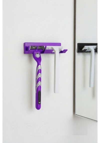 Mor Yapışkanlı Traş Bıçak Bıçağı 2 Jilet İçin Traş Bıçaklık 2li Jiletlik Banyo Organizer