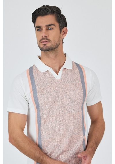 Kısa Kol Baskılı Suprem İtalyan Yaka Cepsiz Slim Fit Tişört 1011250123 Somon