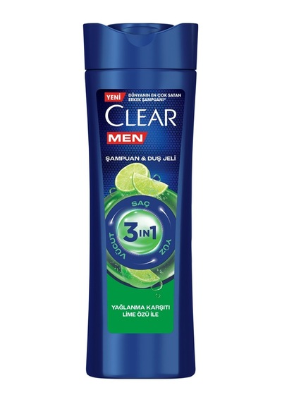 Clear Men 3in1 Şampuan & Duş Jeli 350 Ml Lime - Saç, Yüz Ve Vücut 8'li Avantaj Paketi - 8 Adet Tarı