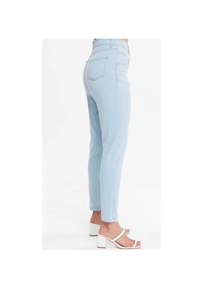 Kene Jeans Yüksek Bel Ön Conta Çımalı Esnek Dar Paça Buz Mavi